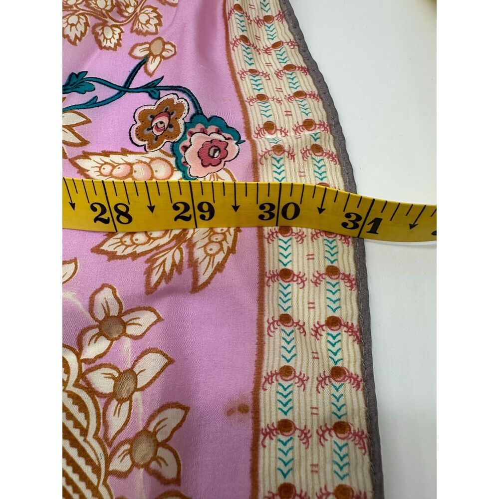 Oscar De La Renta Silk Scarf 30 x 30" Floral Pink Vintage - Picture 6 of 8